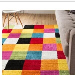 Colorful Checkered Color Block  Area Rug 6 x 9 feet NEW in Package